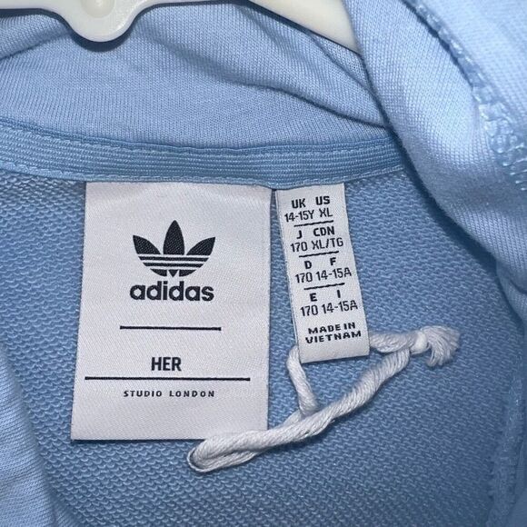 ADIDAS HER Studio London Floral Hoodie Light Blue Kids Girls XL - Picture 5 of 5